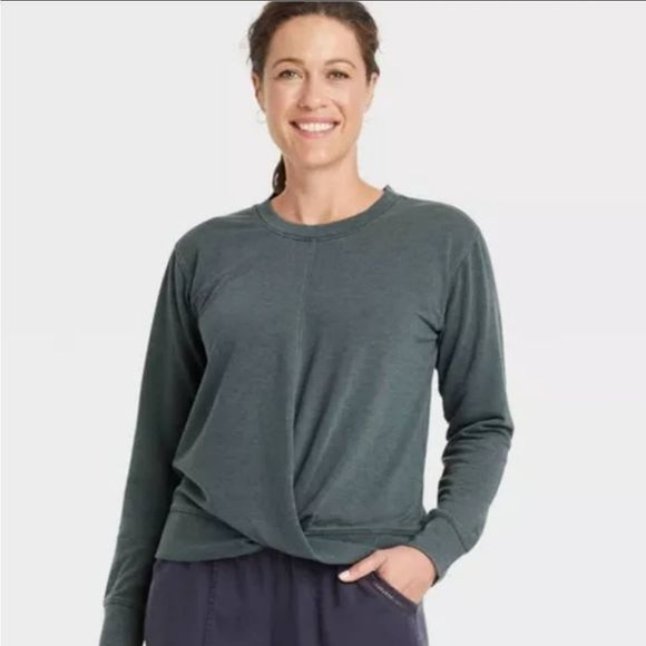 Knox Rose Tops - Knox Rose Twist Front Sweatshirt NWT XXL Green
